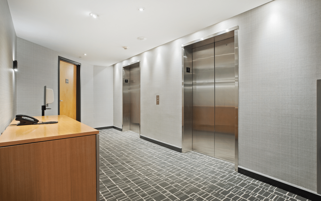 a hallways with lift doors