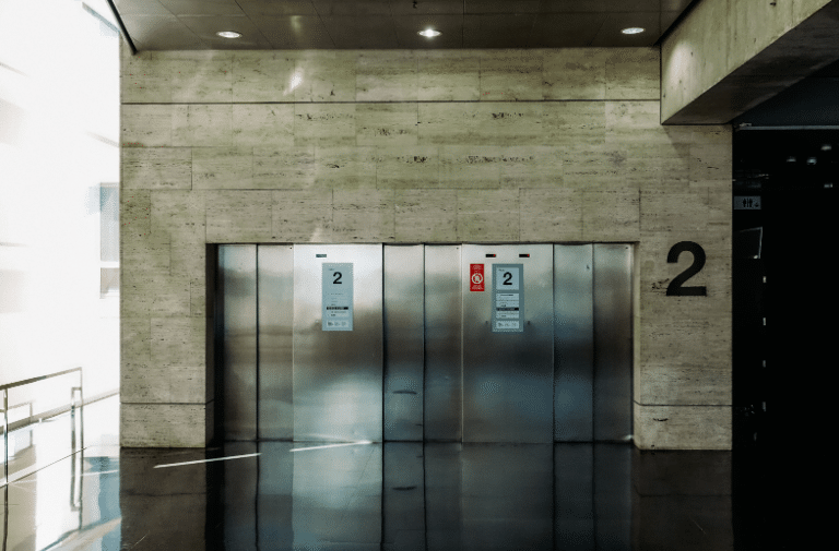 the second floor entrance to a commercial or residential elevator