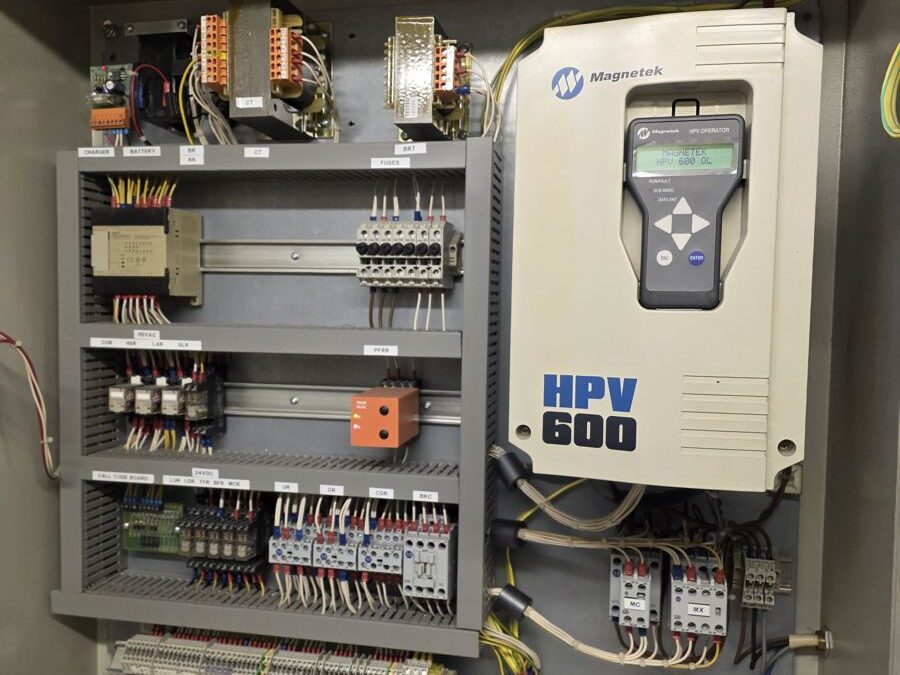 Lift control panel on a pub goods lift we surveyed